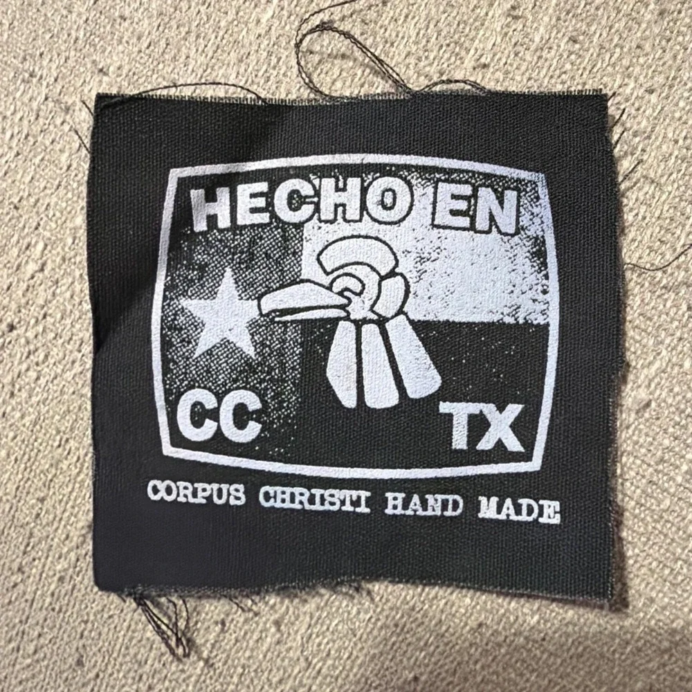 Hecho En CC TX Corpus Christi Handmade Screen Printed Cloth Patch Texas Punk DIY